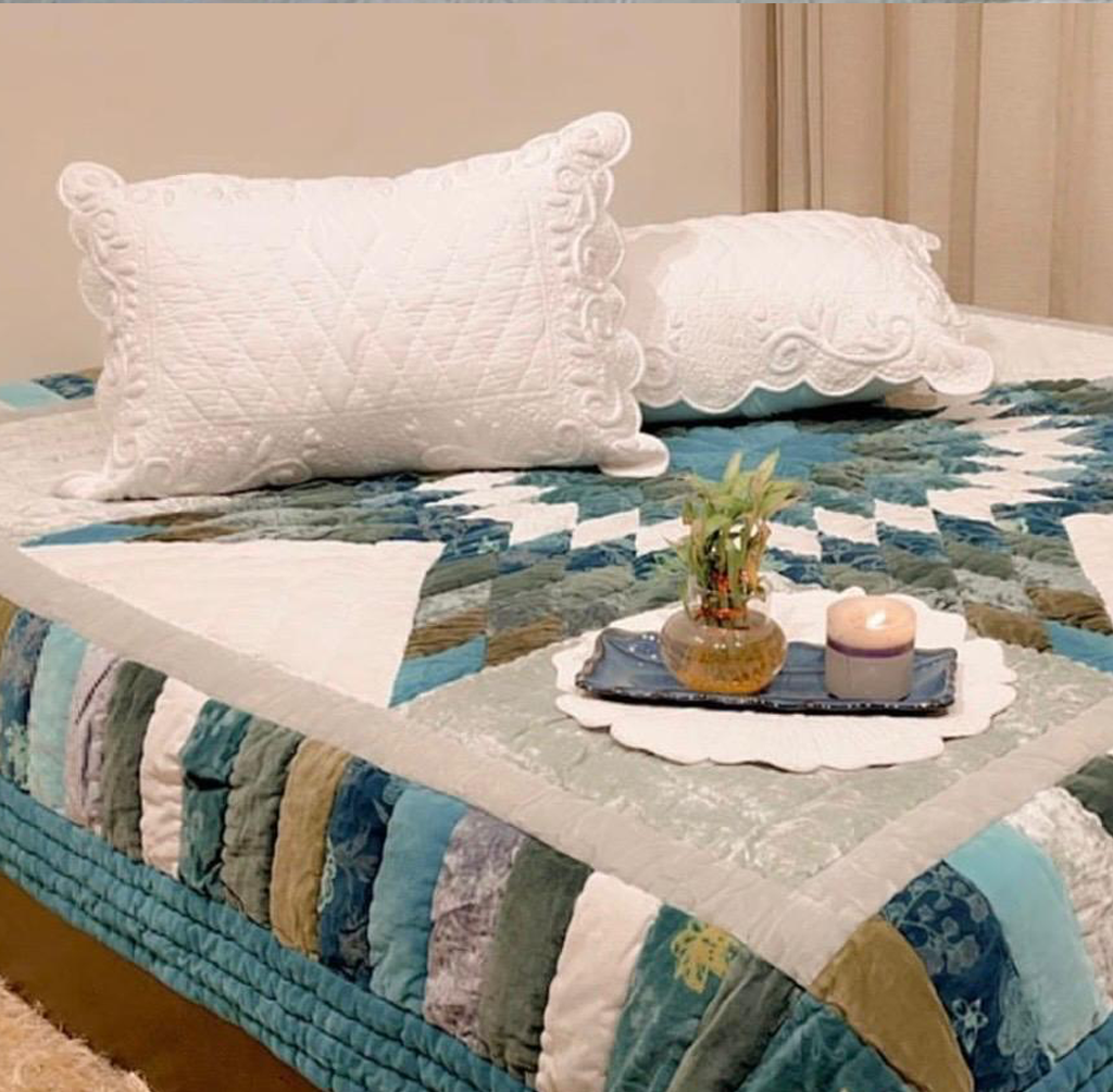 Neel Mahal Velvet Patchwork Bedspread  (no cushions included)